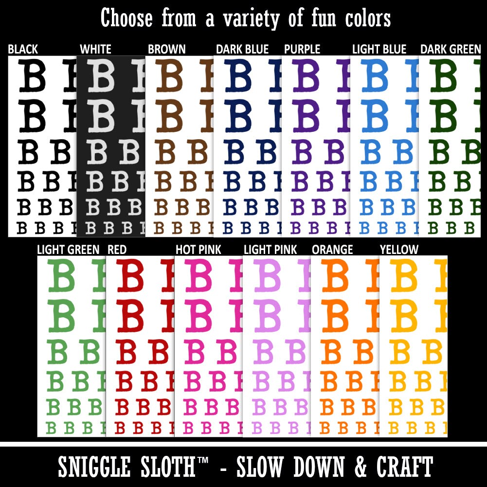 Letter B Uppercase Cute Typewriter Font Temporary Tattoo Water Resistant Fake Body Art Set Collection