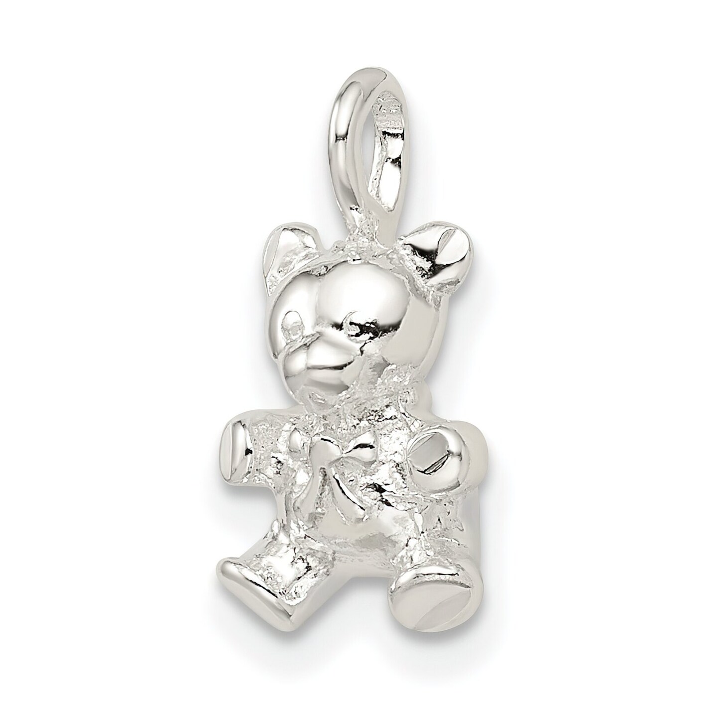Sterling Silver Teddy Bear Charm Pendant Jewelry 19mm x 10mm