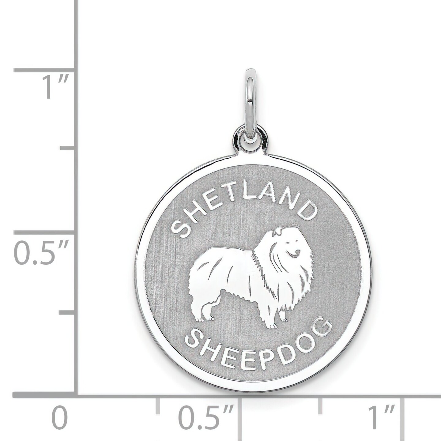 Sterling Silver Shetland Sheepdog Disc Charm Pendant Jewerly 26mm x 19mm