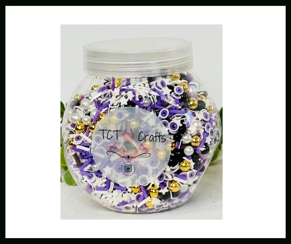 150g Purple Eyes Halloween Polymer Clay Sprinkle Mix - Ideal for Fake Bakes, Clay Art, Slime - Spooky, Mysterious, and Festive