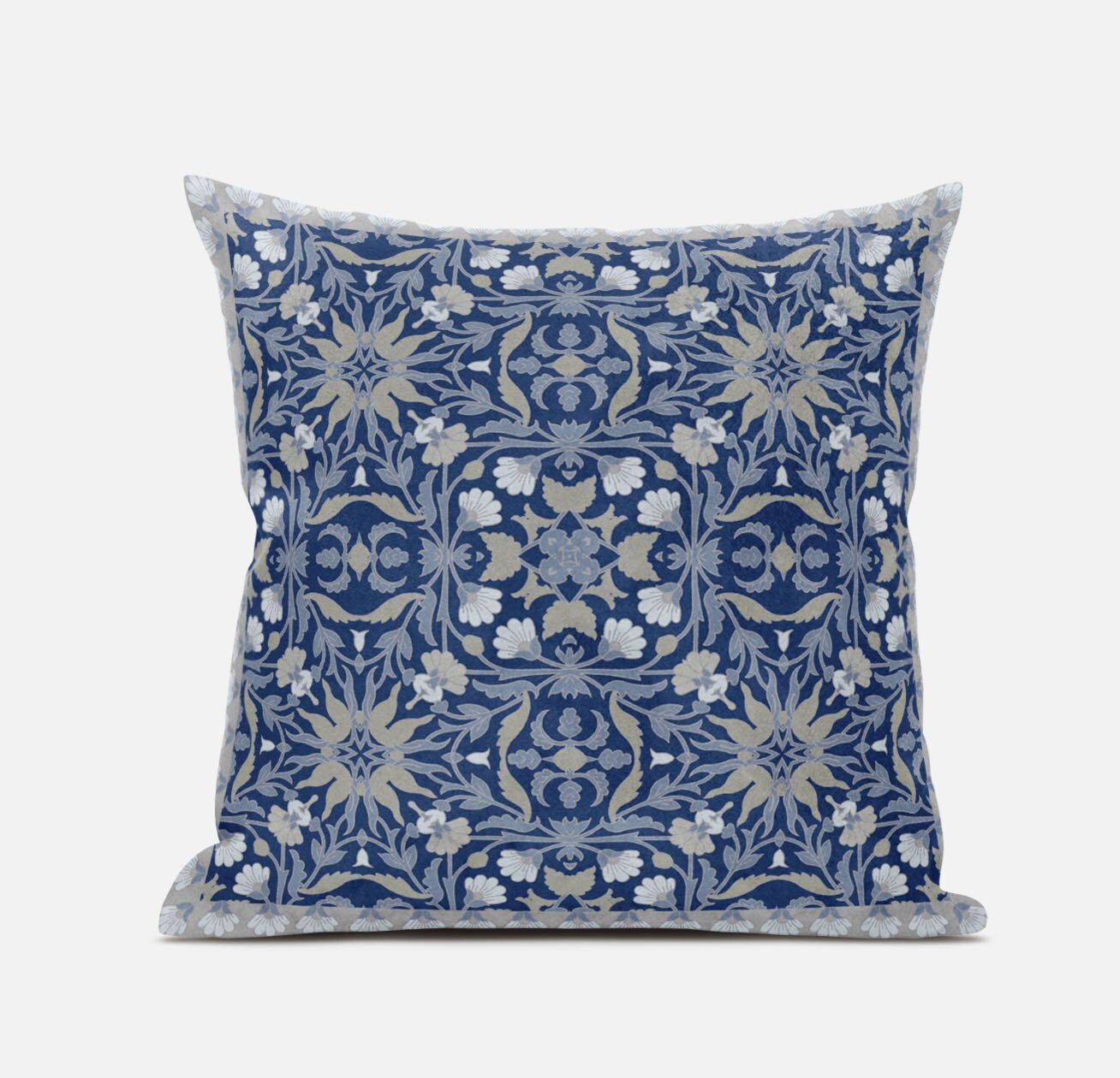 20 Blue Gray Paisley Zippered Suede Throw Pillow