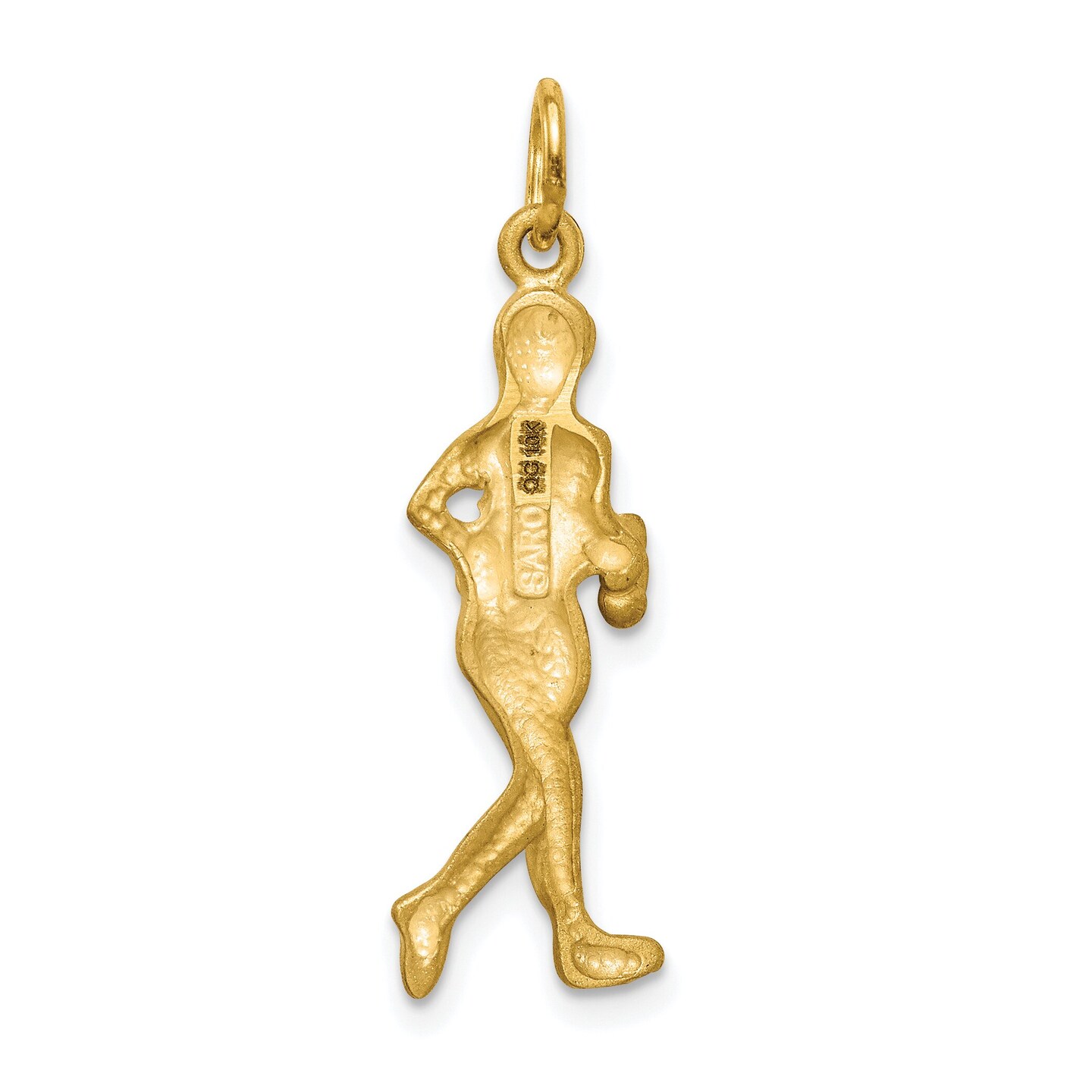 10K Yellow Gold Runner Charm Sports Running Jewelry 30mm x 11mm