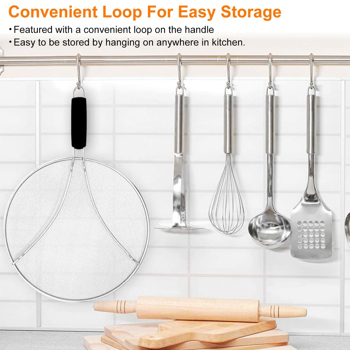 Eggracks Grease Splatter Screen 13in Stainless Steel Fine Mesh Splash Mesh