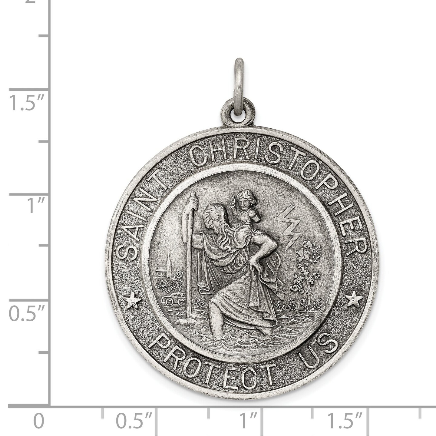 Sterling Silver Saint Christopher Round Medal