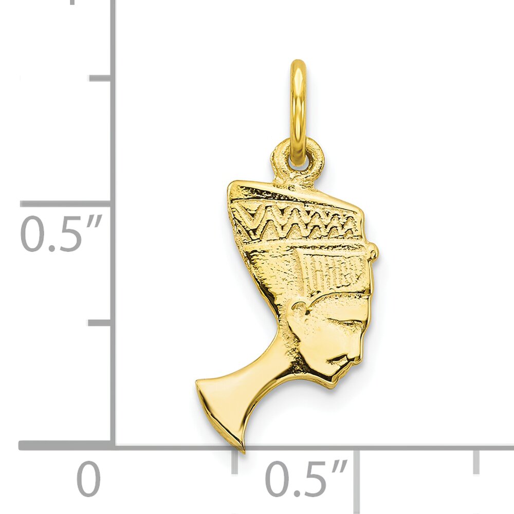 10K Yellow Gold Queen Nefertiti Charm Jewelry 20mm x 9mm
