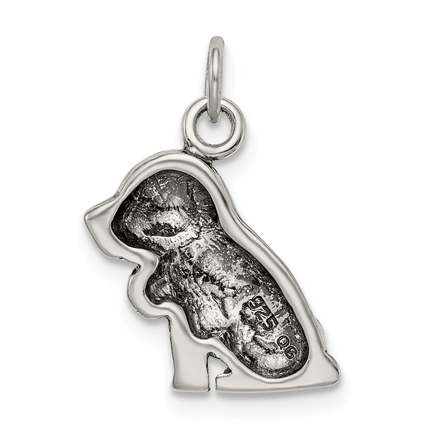 Sterling Silver Antiqued St. Bernard Charm Dog Jewelry 15mm x 10mm