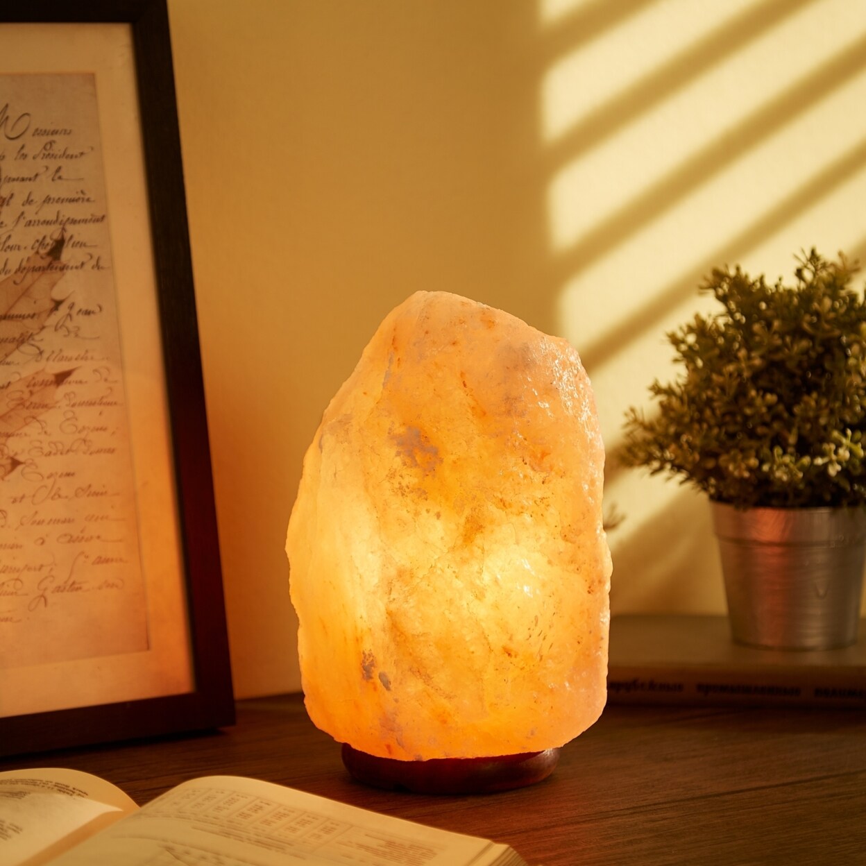 Loft Lyfe Shira Salt Lamp Dimmable Light Authentic Himalayan Salt Crystal Natural Materials Providing Health Benefits