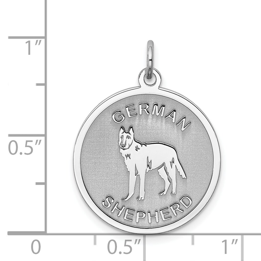 Sterling Silver German Shepherd Disc Charm Pendant Jewerly 26mm x 19mm