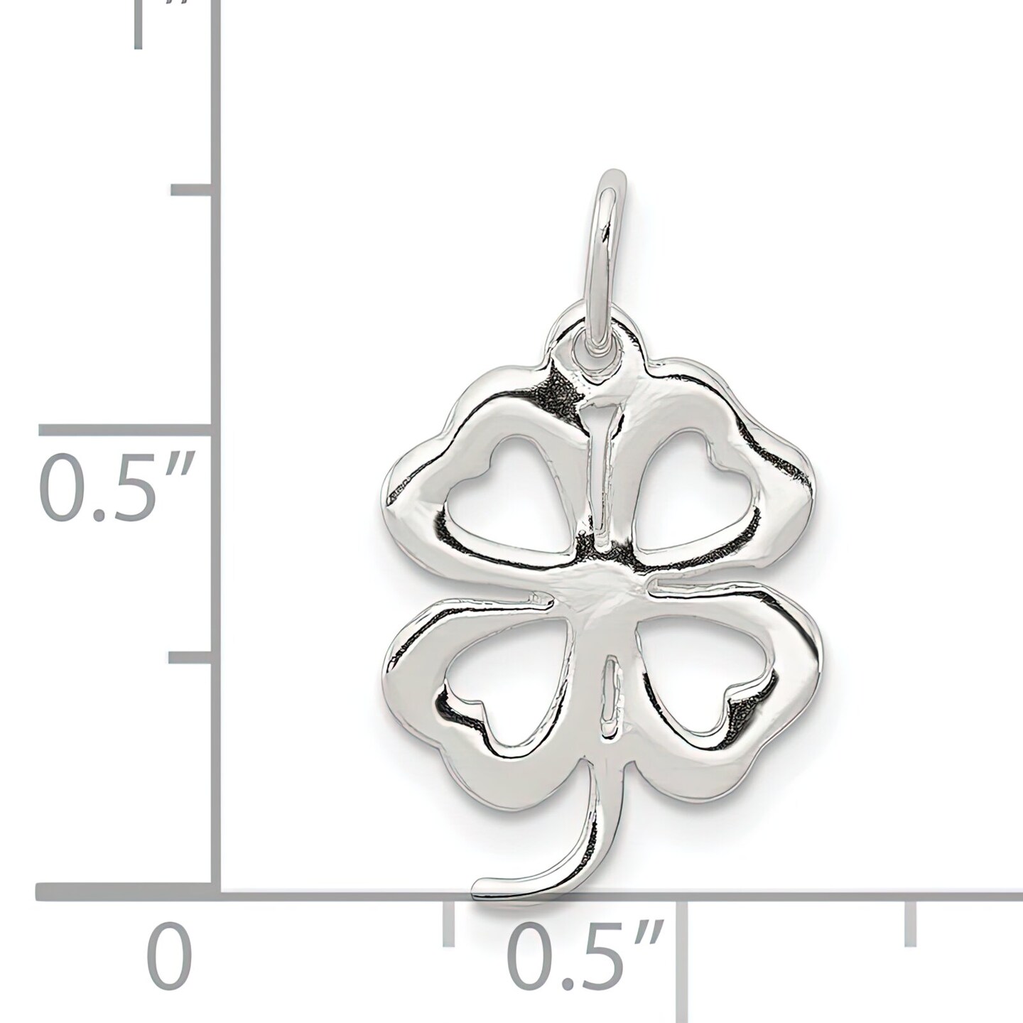 Sterling Silver 4 Leaf Clover Charm Good Luck Jewelry 19mm x 13mm