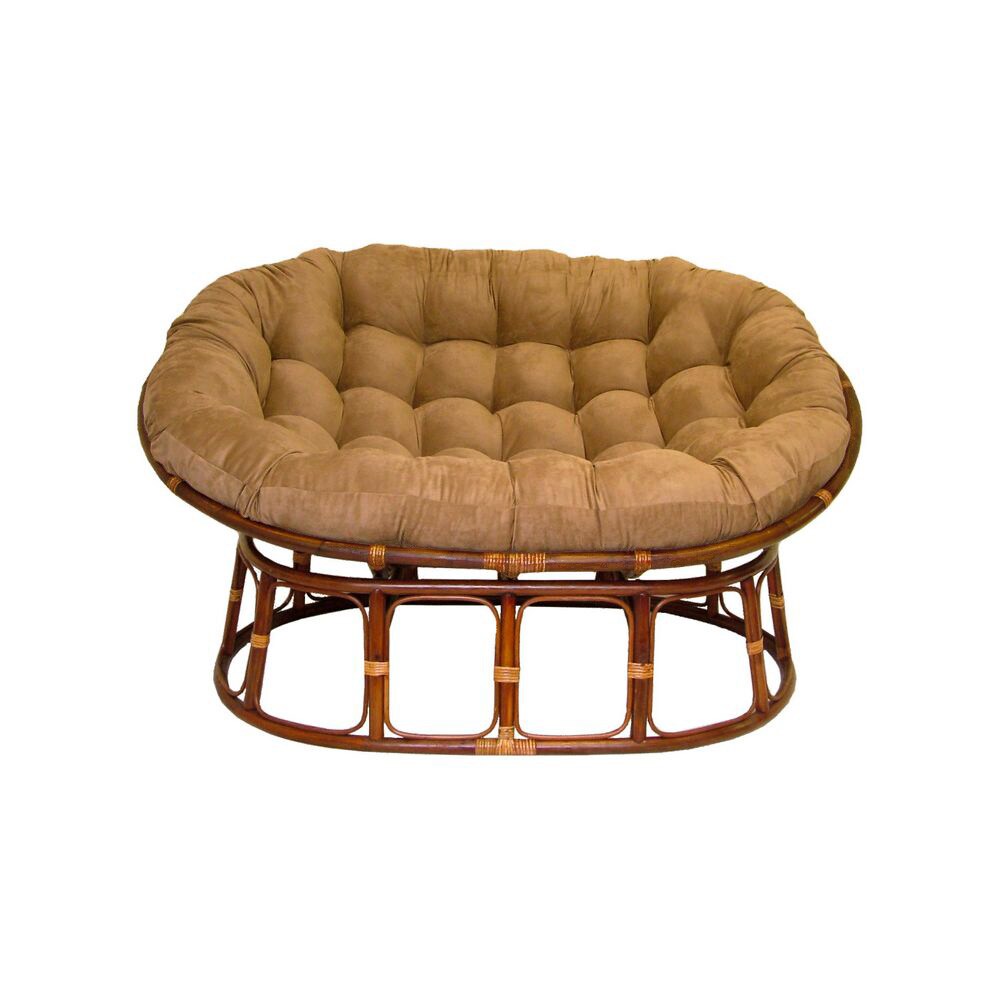 65-inch by 48-inch Solid Micro Suede Double Papasan Cushion - Camel