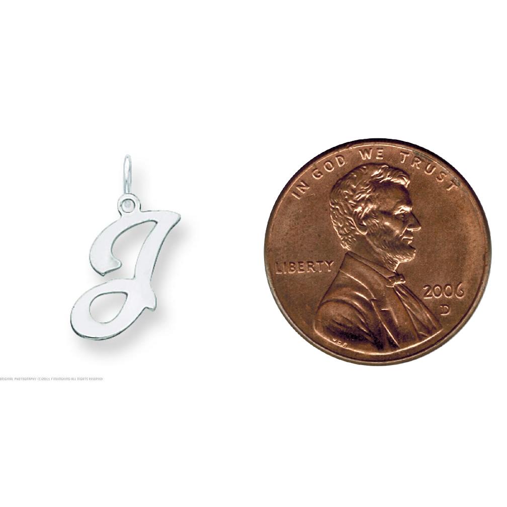 Sterling Silver Stamped Initial Letter J Charm Pendant Jewerly 20mm x 12mm