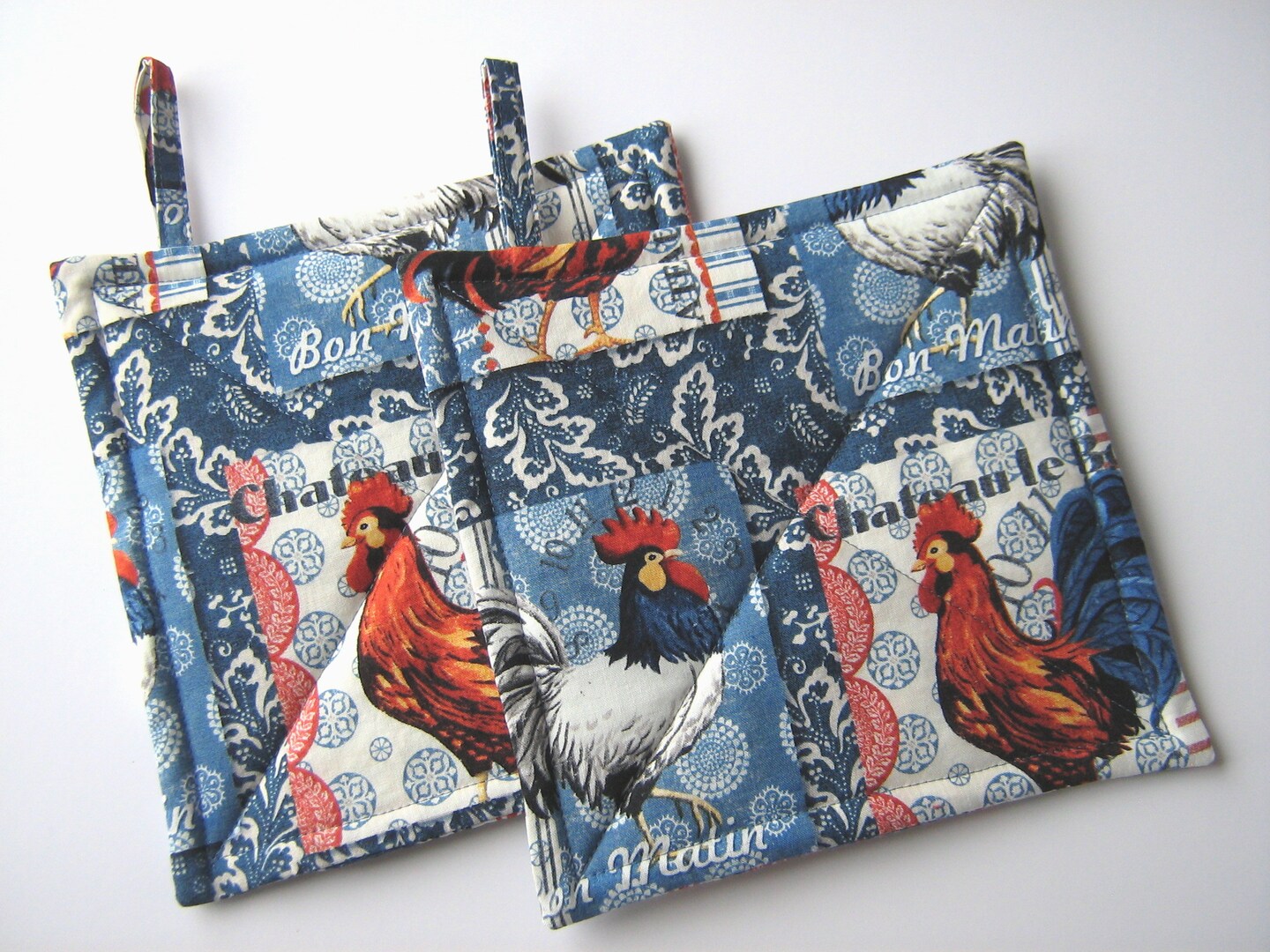 Rooster Patchwork Potholder Set of 2