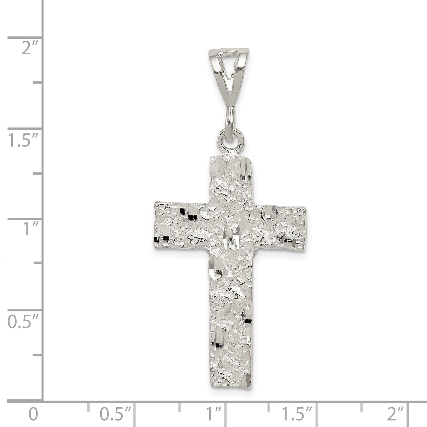 Sterling Silver Nugget Cross Pendant Charm Jewelry 46mm x 22mm