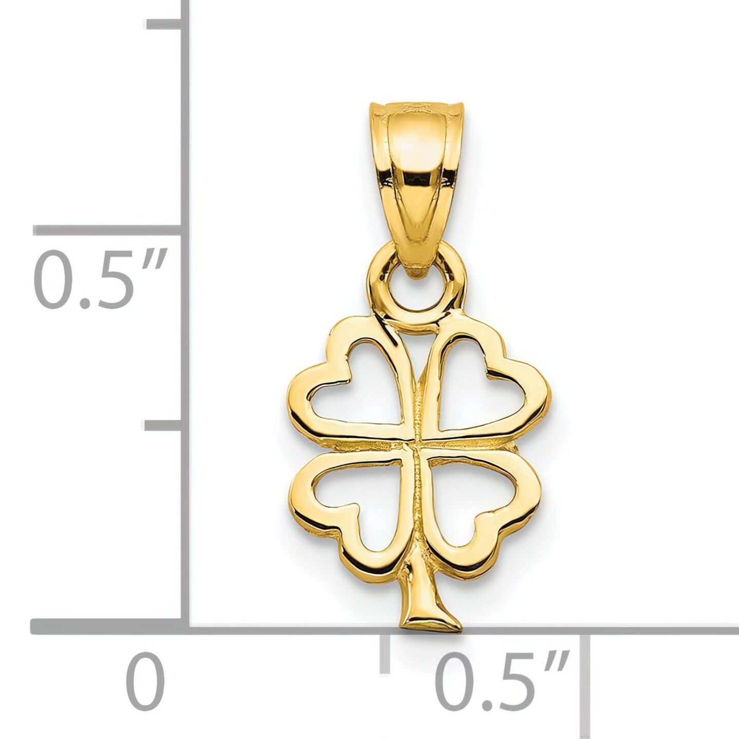 10K Gold Four Leaf Clover Charm Pendant Jewelry 15mm x 16mm