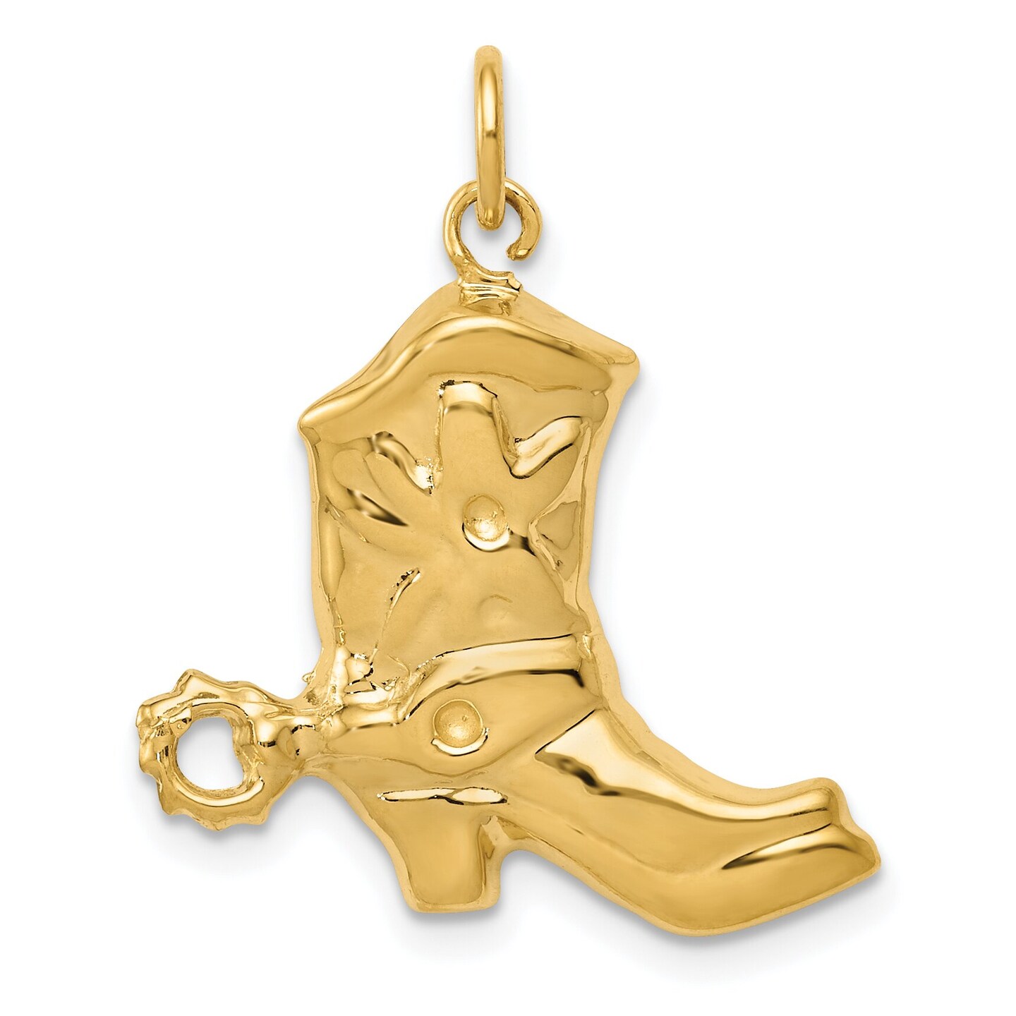 14K Yellow Gold Cowboy Boot & Spur Charm FindingKing Jewerly 25mm x 21.5mm