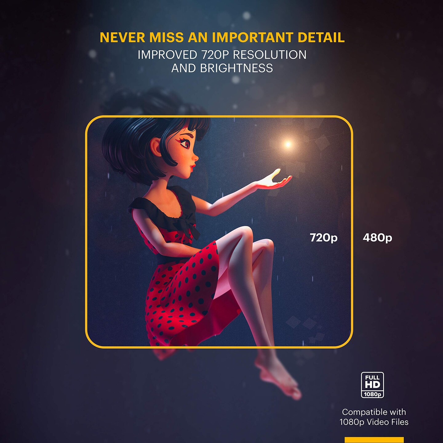 Kodak Flik X7 Home Projector, 720p Portable Projector (Max 1080p HD) with Tripod, &#x26; Case