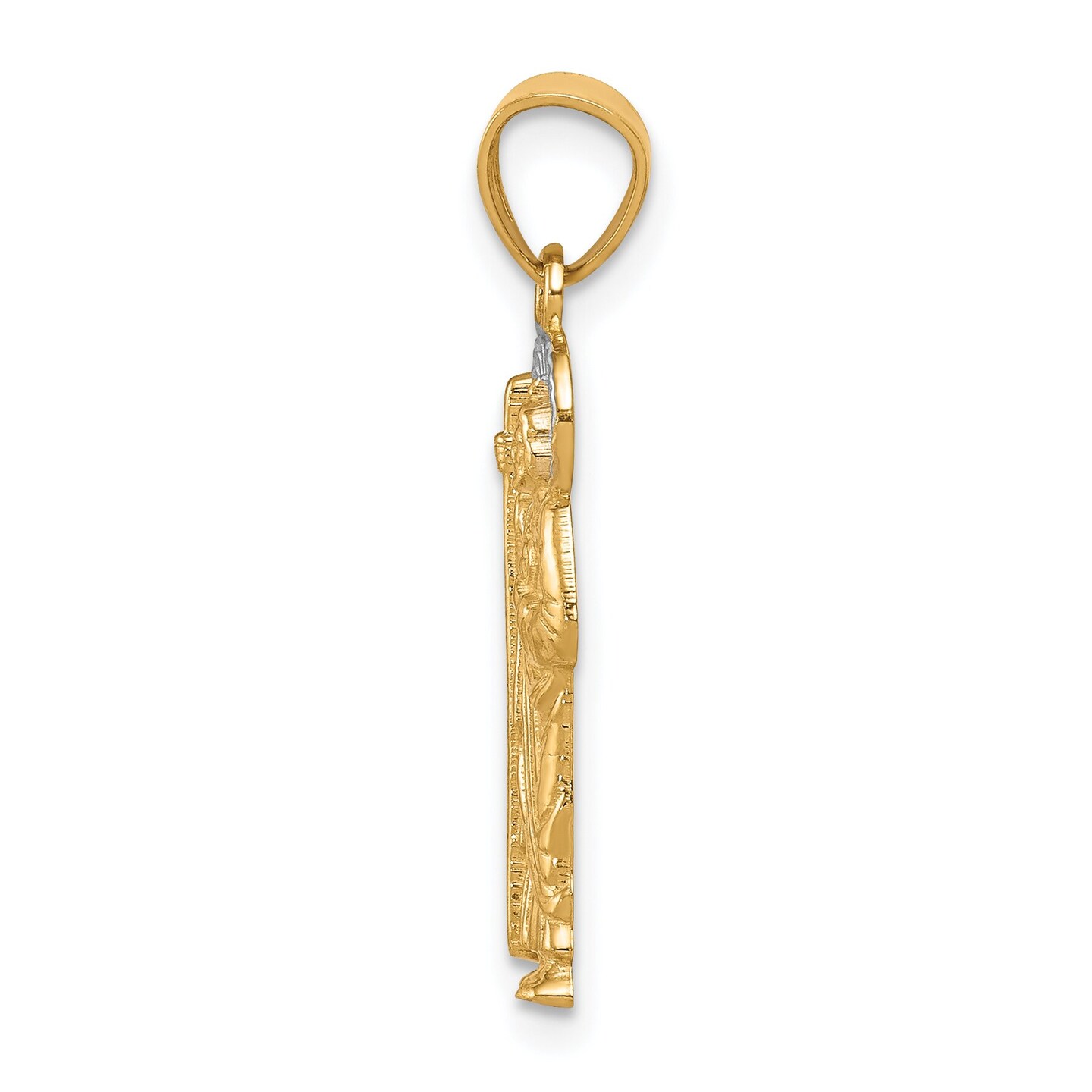 10K Gold &#x26; Rhodium Plated Saint Jude Charm Pendant Jewelry 25mm x 6mm