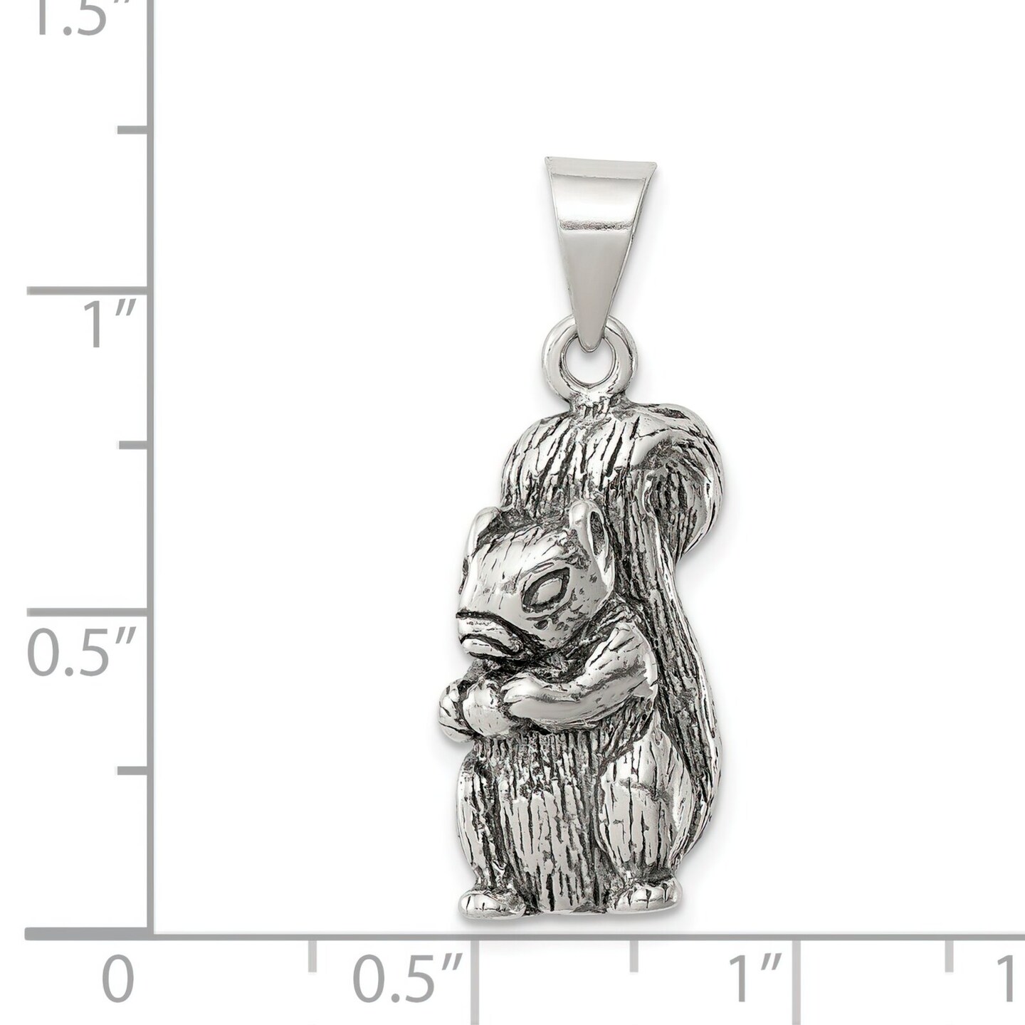 Sterling Silver Antiqued Squirrel Charm Pendant Jewelry 24mm x 10mm