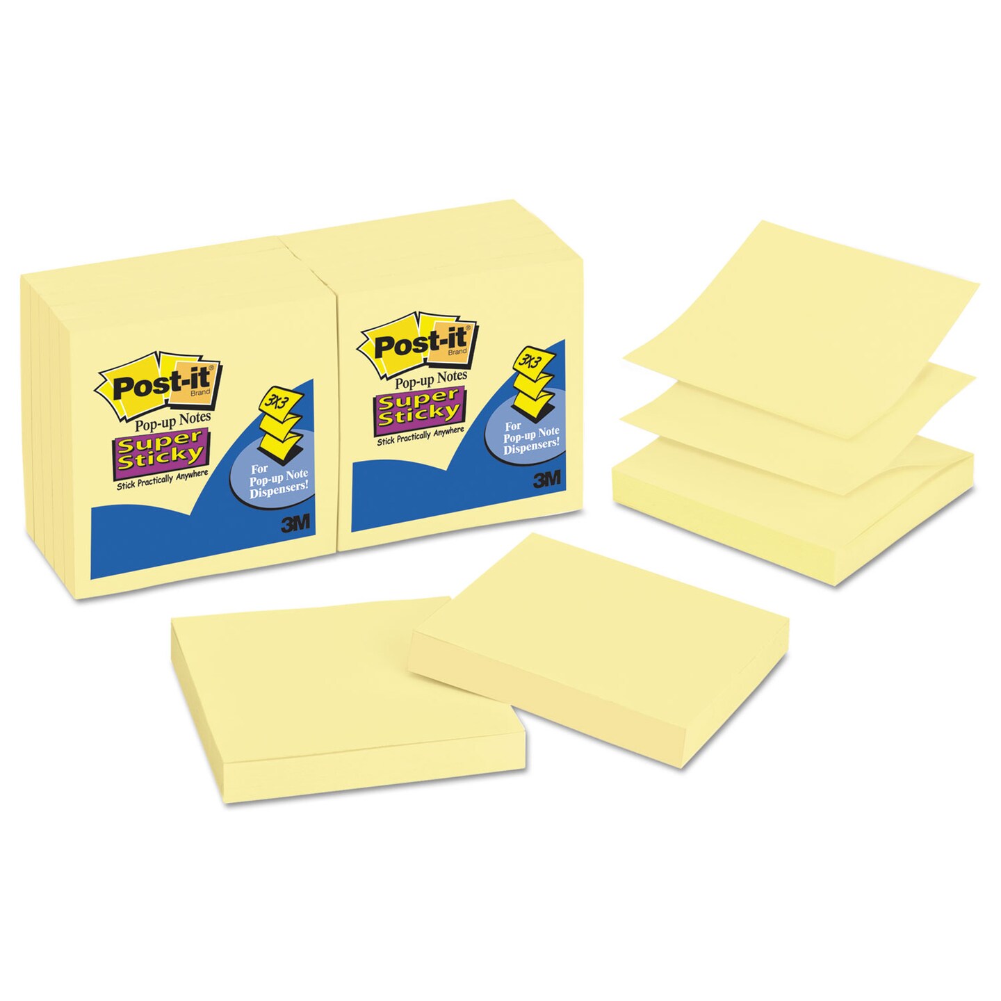 Post-it Pads in Canary Yellow 3 x 3 90 Sheets/Pad 12 Pads/Pack