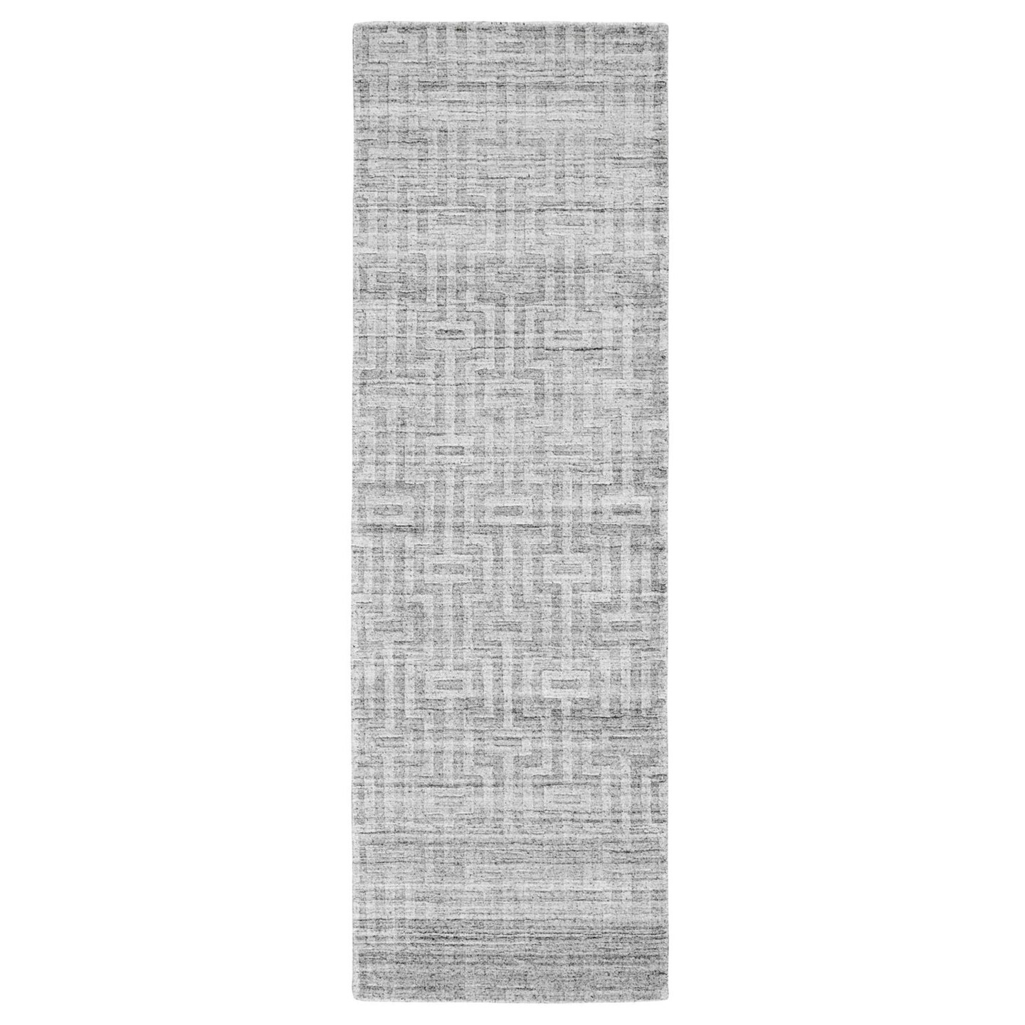 Feizy Home Collection 2.5' x 8' Silver Geometric Hand Woven Rectangular