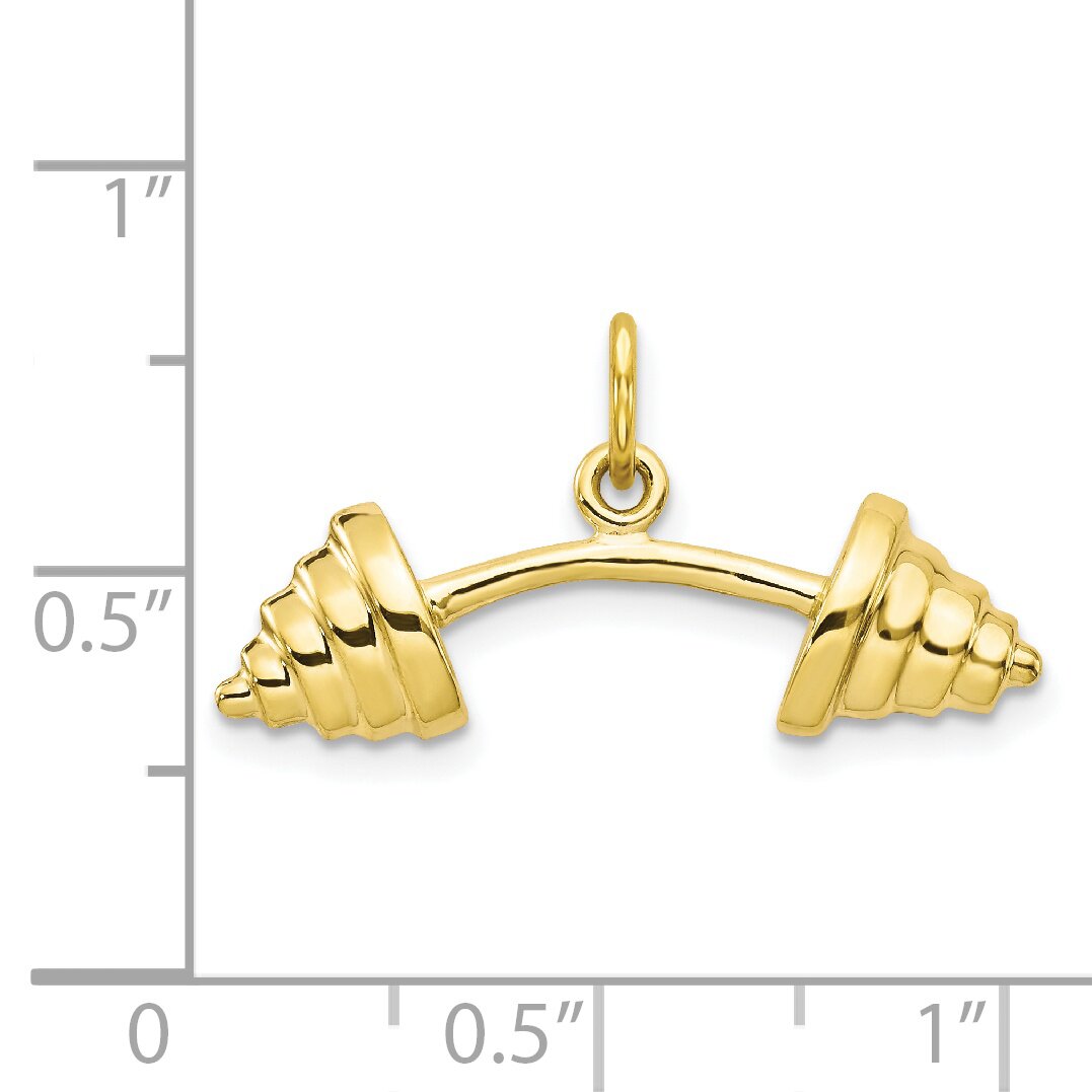 10K Gold Barbell Charm Weightlifting Body Builder New 15 X 26mm Jewerly