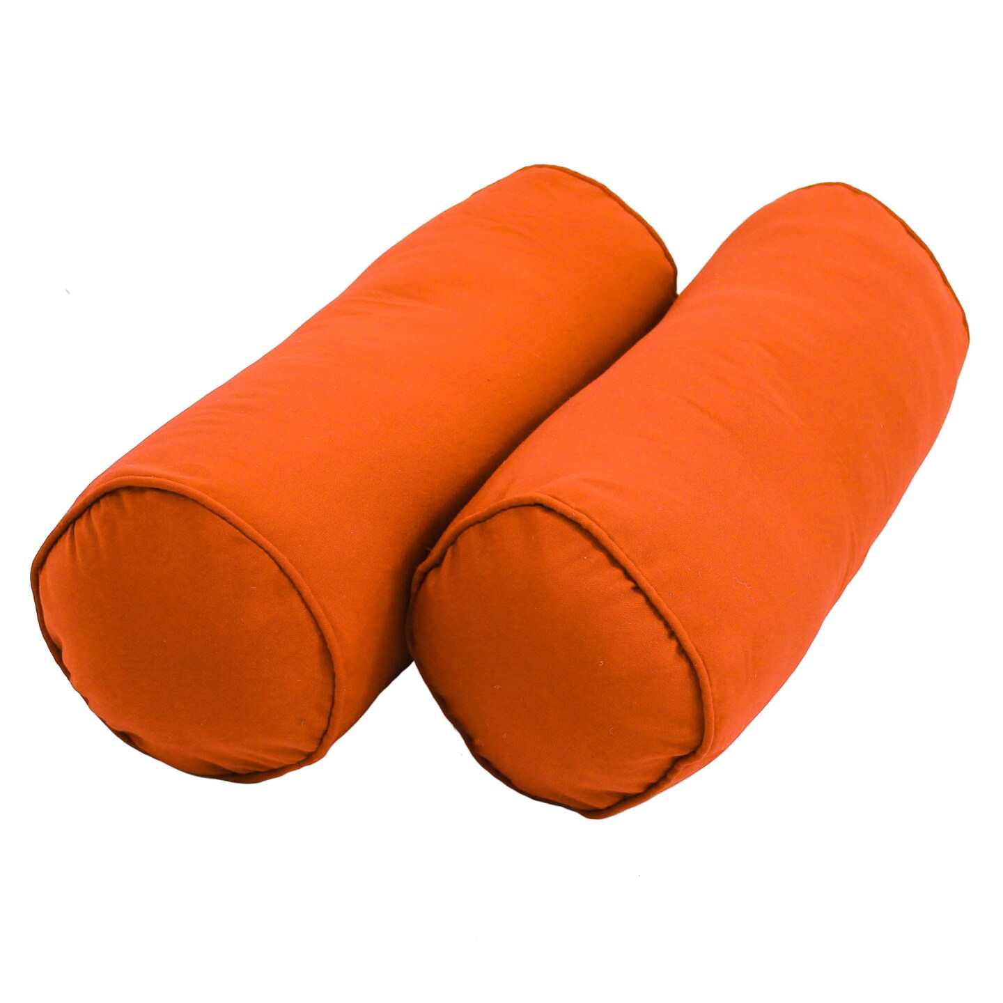 20-inch by 8-inch Double-corded Solid Twill Bolster Pillows with Inserts (Set of 2) - Tangerine Dream