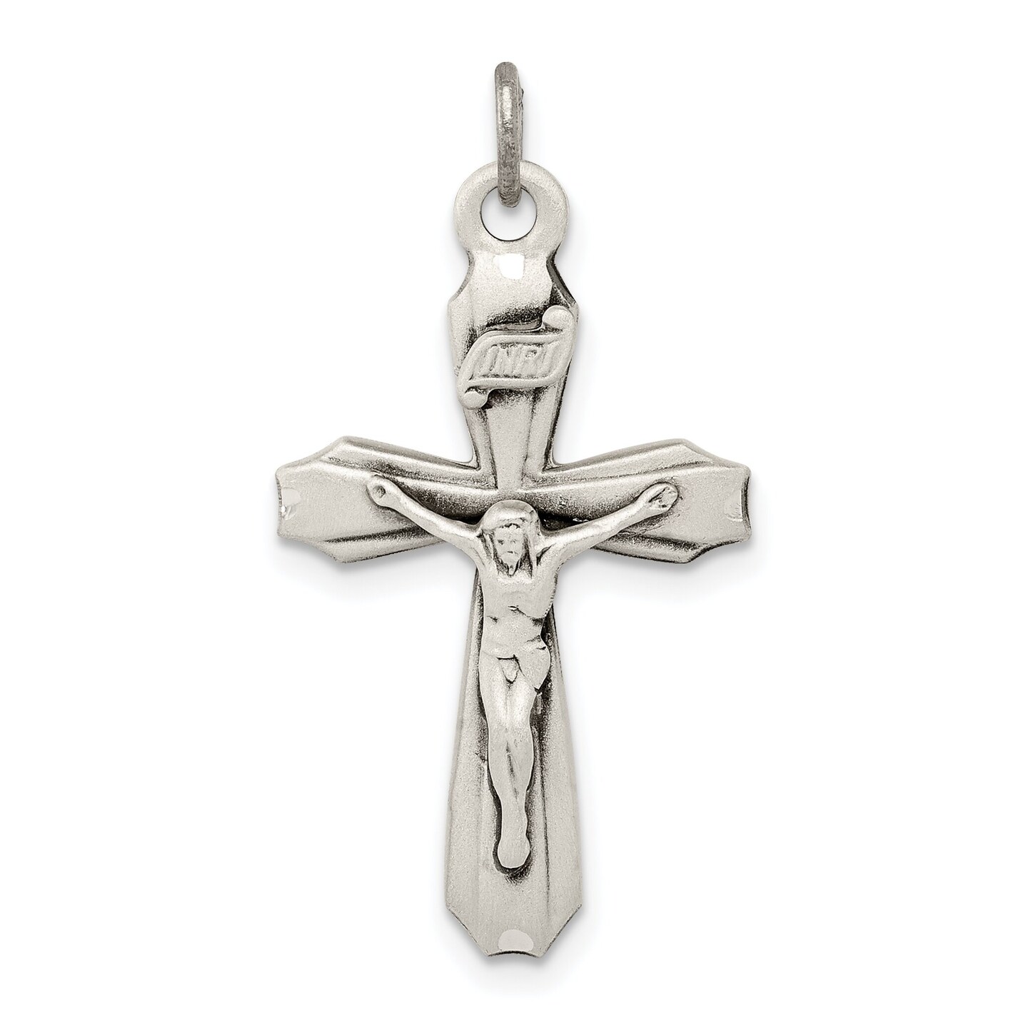 Sterling Silver INRI Crucifix Pendant Jewerly 55.8mm x 30.7mm