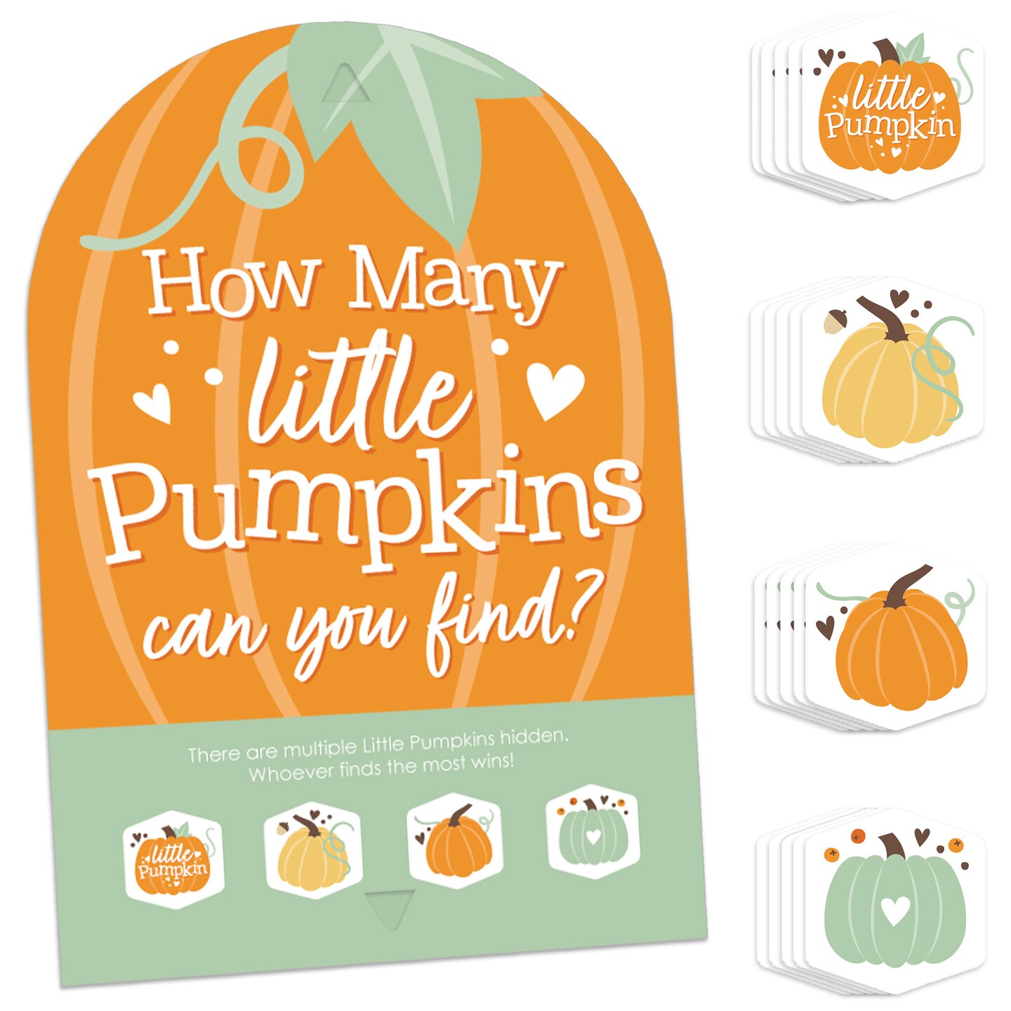 Big Dot of Happiness Little Pumpkin - Fall Birthday Party or Baby Shower  Scavenger Hunt - 1 Stand and 48 Game Pieces - Hide and Find Game