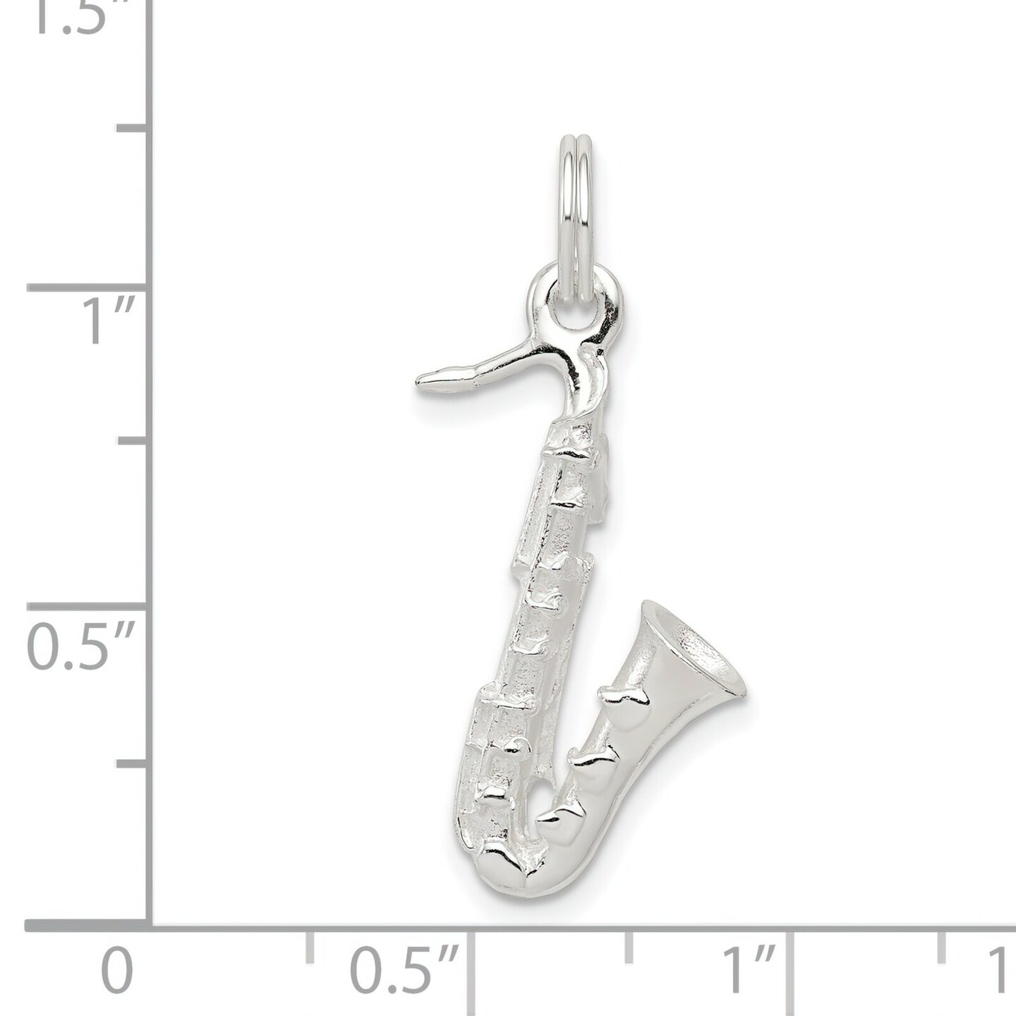 Sterling Silver Saxaphone Charm Music Pendant Jewelry 25mm x 15mm