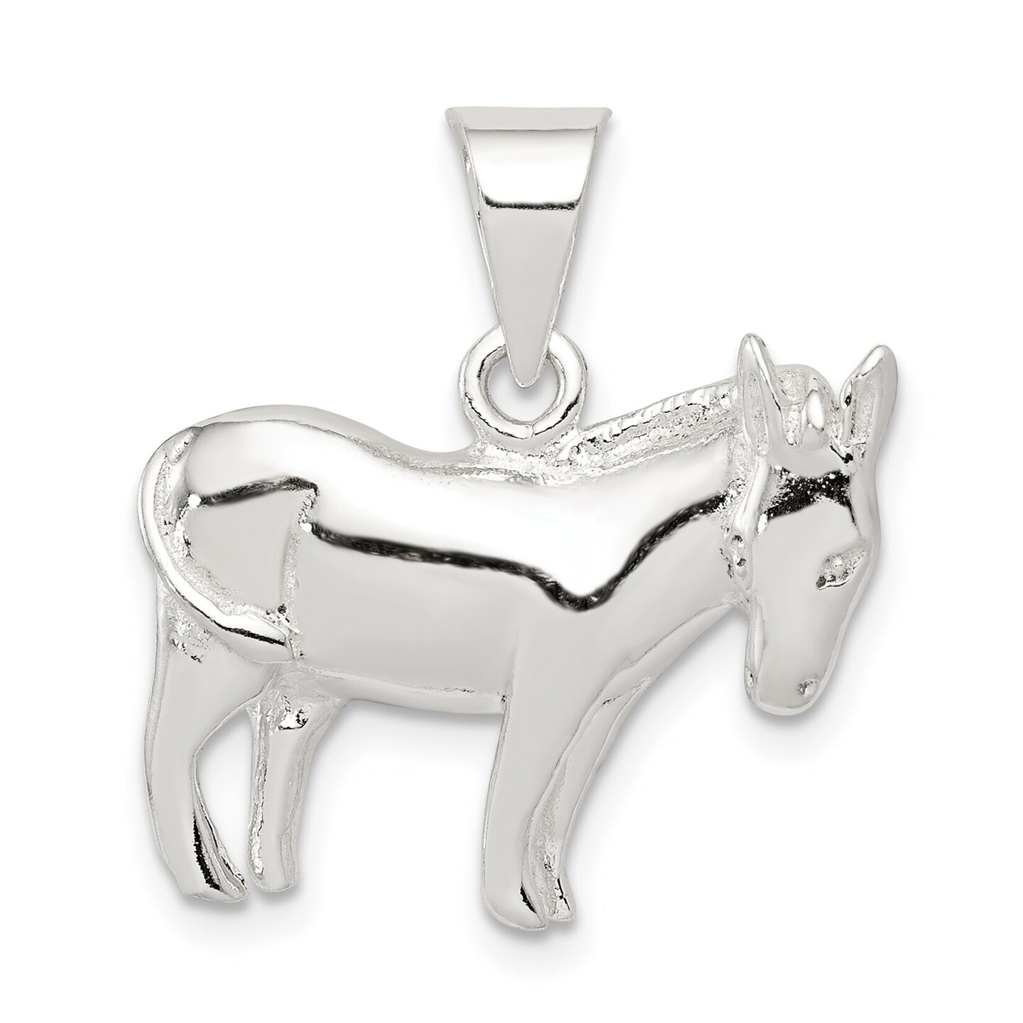 Sterling Silver Donkey Pendant Charm Animal Jewelry 20mm x 21mm