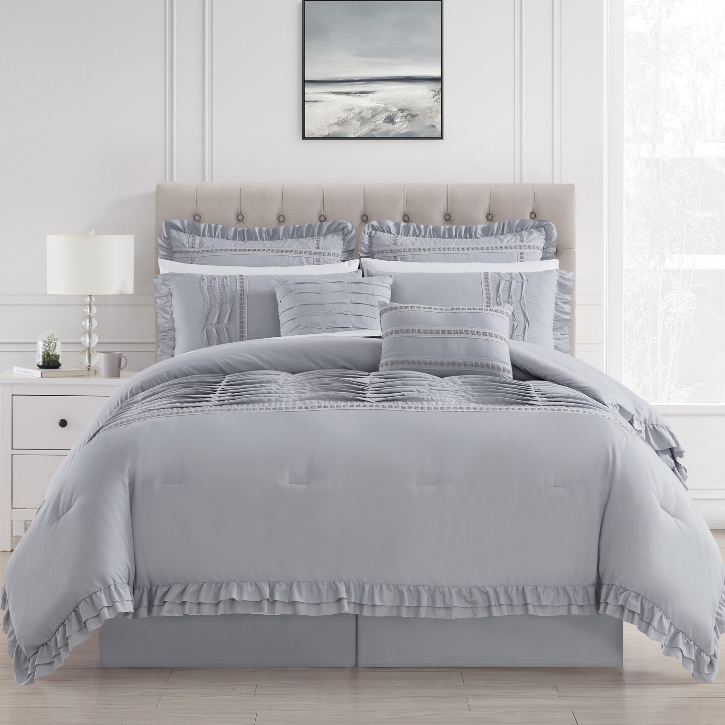 Chic Home Yvonna 8 Piece Comforter Set Ruffled Pleated Flange Border ...