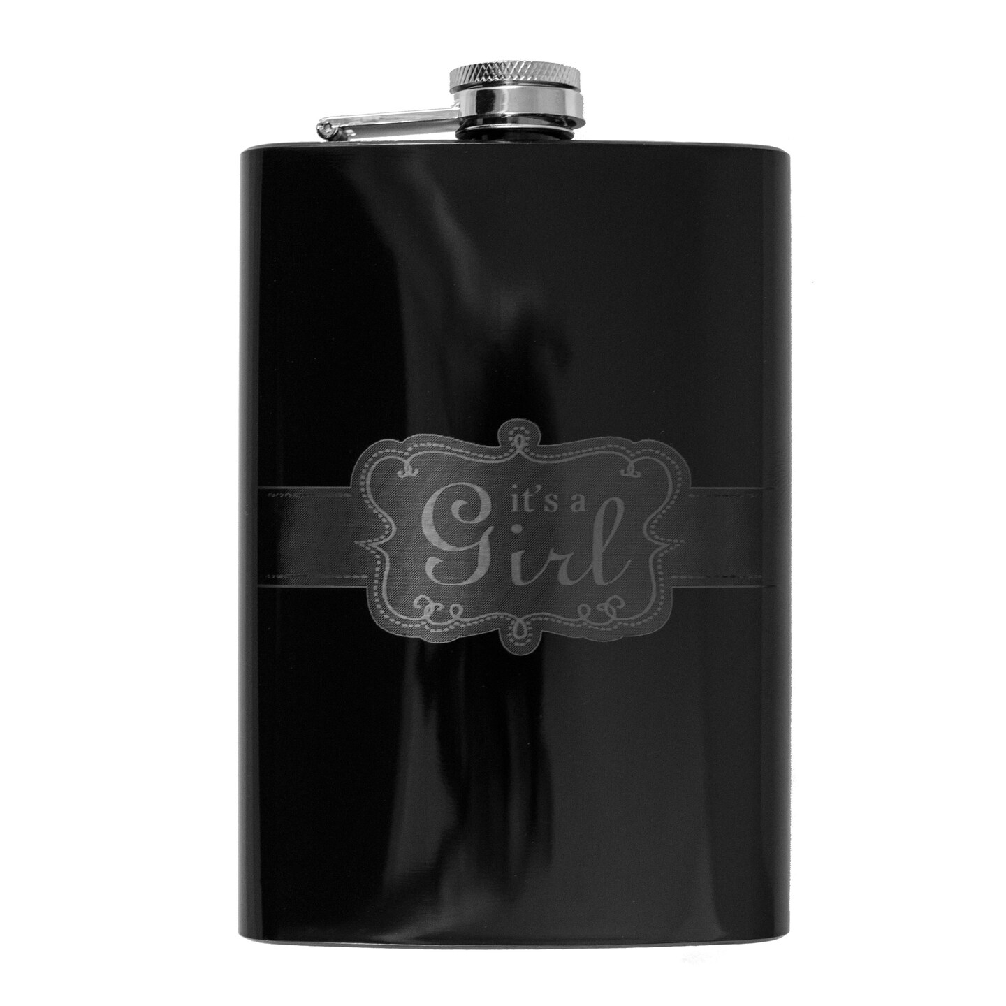 8oz BLACK It's a Girl Flask 8oz BLACK It's a Girl Flask
