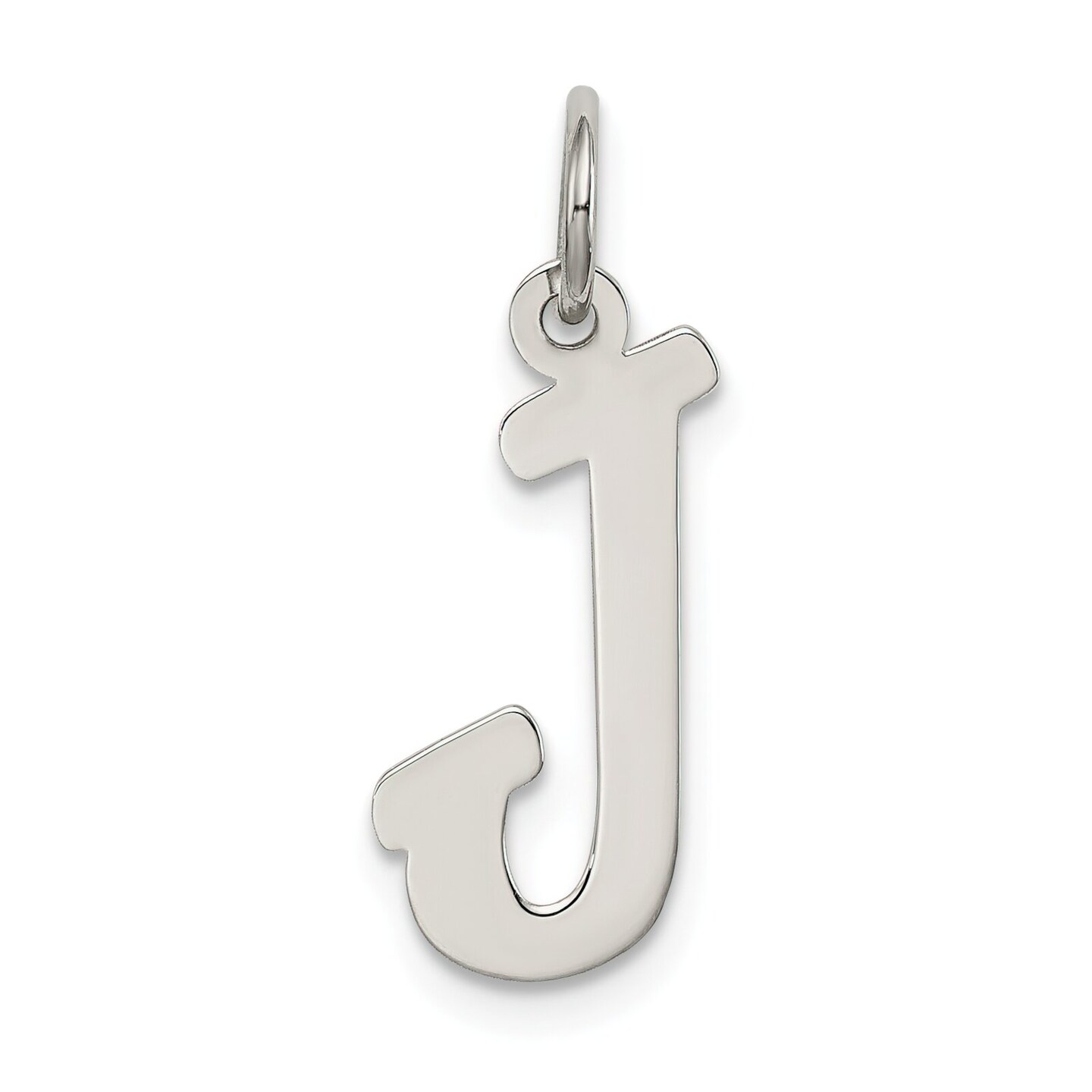 Sterling Silver Medium Script Initial Letter J Charm Jewerly 18mm x 8mm