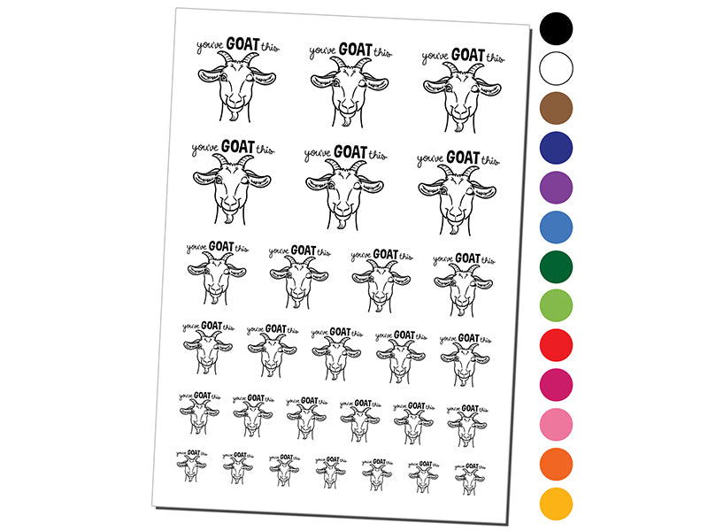 You&#x27;ve Goat Got This Motivational Quote Pun Temporary Tattoo Water Resistant Fake Body Art Set Collection