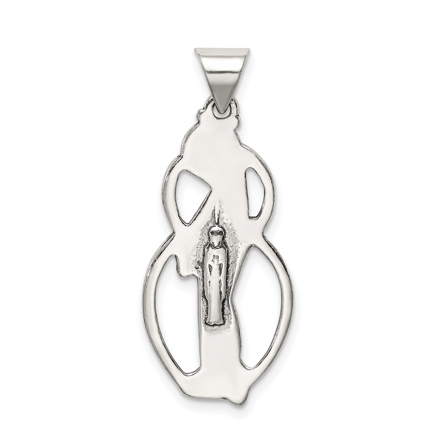Sterling Silver Virgin Mary Charm Jewerly 32mm x 15mm