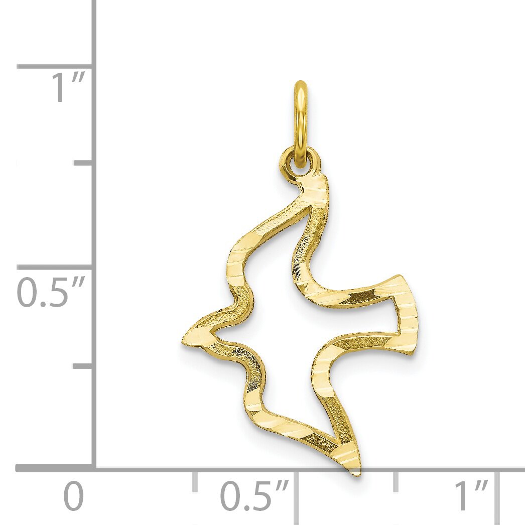 10K Gold Holy Spirit Dove Charm Religious Jewelry 25mm x 16mm