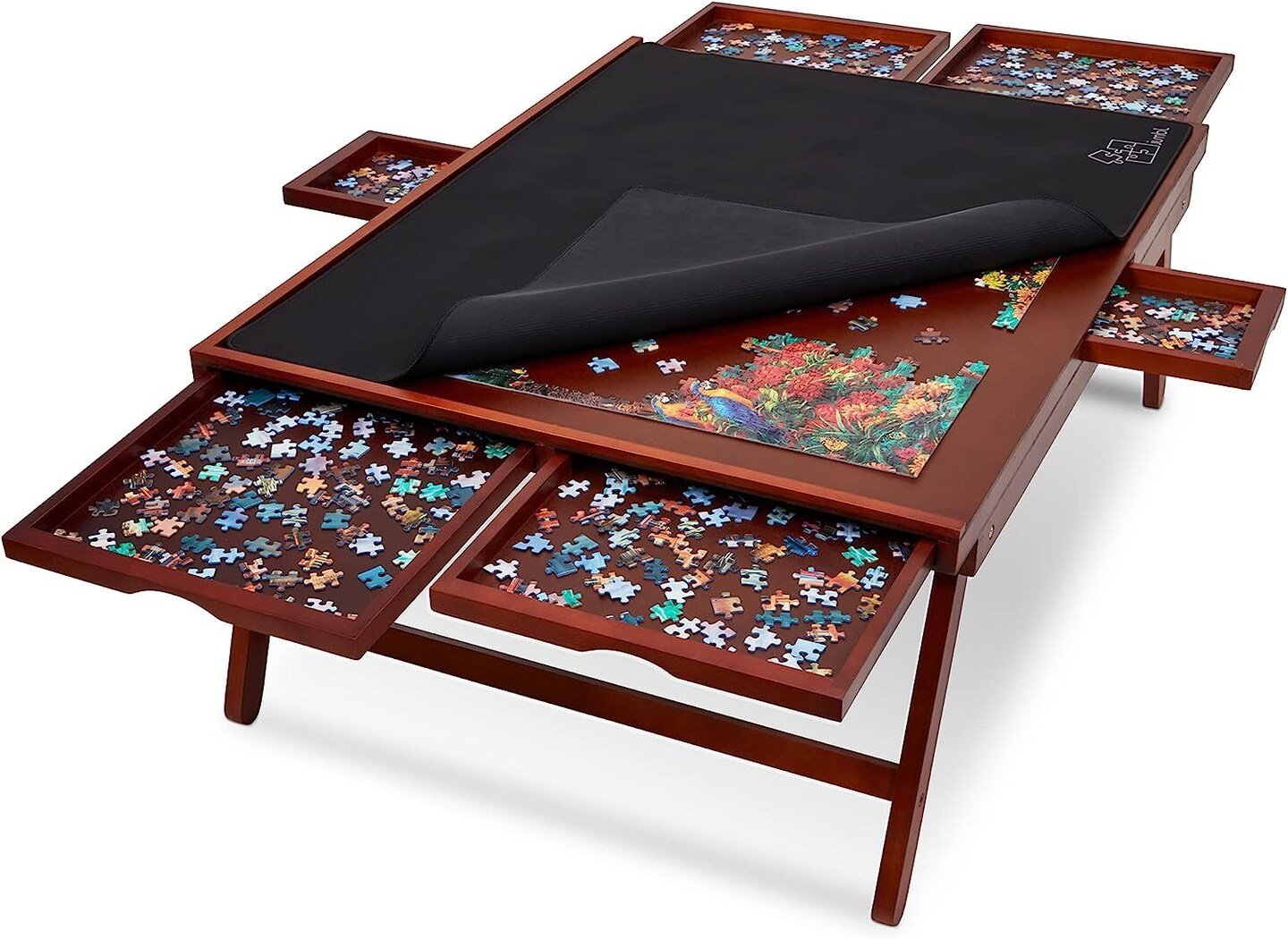 Jumbl 1500 Piece Puzzle Board Rack w/Mat, 27&#x201D; x 35&#x201D; Wooden Jigsaw Puzzle Table