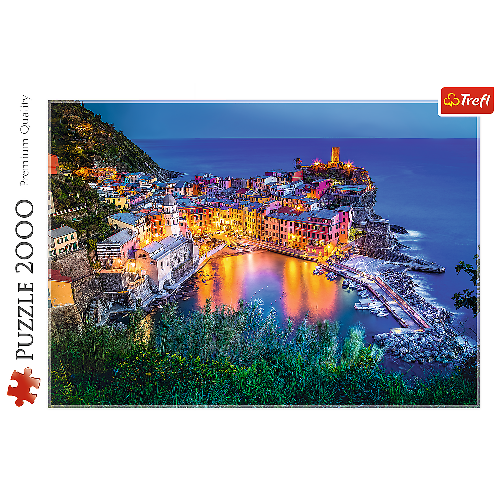 2000 Piece Jigsaw Puzzles, Vernazza At Dusk, Italian Riviera Puzzle, Coast of Italy Puzzle, Adult Puzzles, Trefl 27086