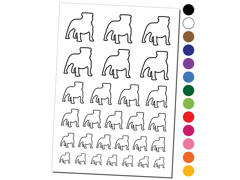 Bulldog English British Dog Outline Temporary Tattoo Water Resistant Fake Body Art Set Collection