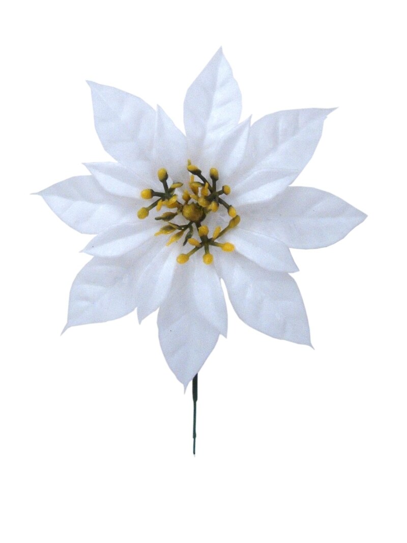 7&#x22; White Poinsettia Head - 2 Pack, Elegant Christmas Floral Accents for Wreaths, Garlands, and Centerpieces &#x2013; Indoor &#x26; Outdoor Use &#x2013; 2024 Christmas Collection, Floral Home by Artificial Flowers