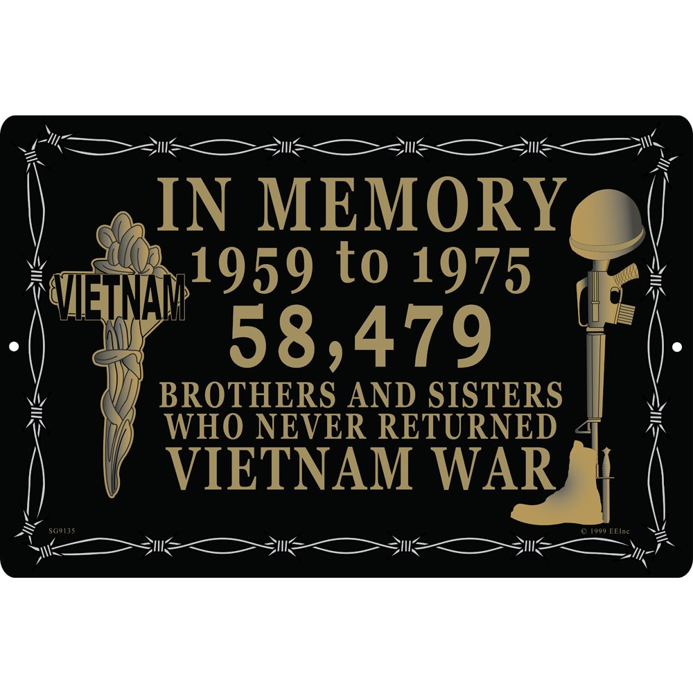 U.S. Military Vietnam War In Memory Aluminum Wall Sign 12" x 18"
