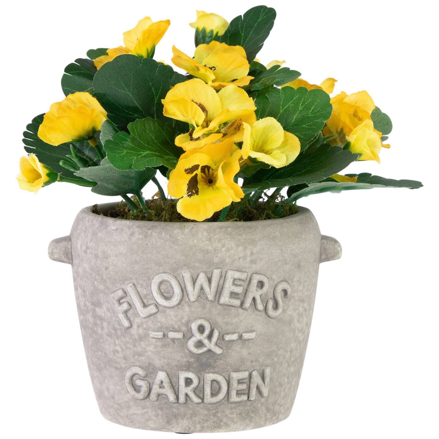 Northlight 7&#x22; Yellow Pansy Artificial Floral Arrangement in &#x22;Flowers &#x26; Garden&#x22; Pot