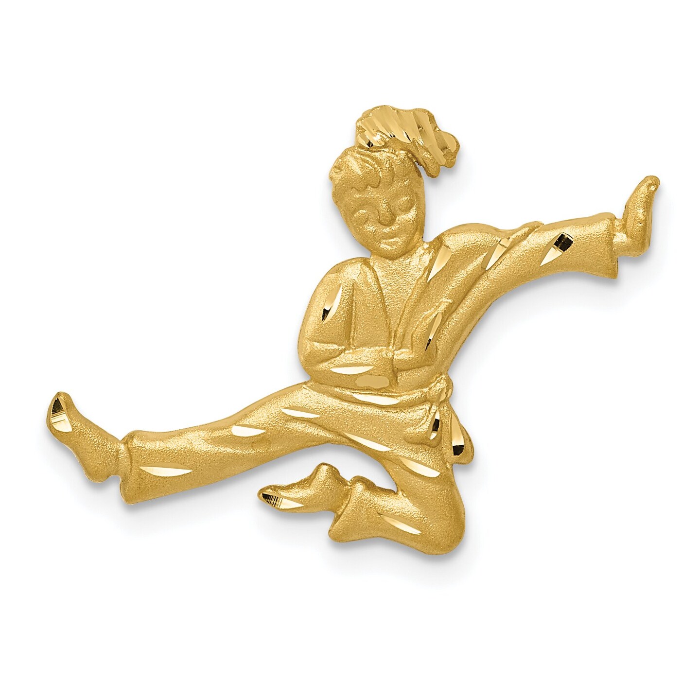 14K Gold Kicking Karate Girl Charm Martial Artist
