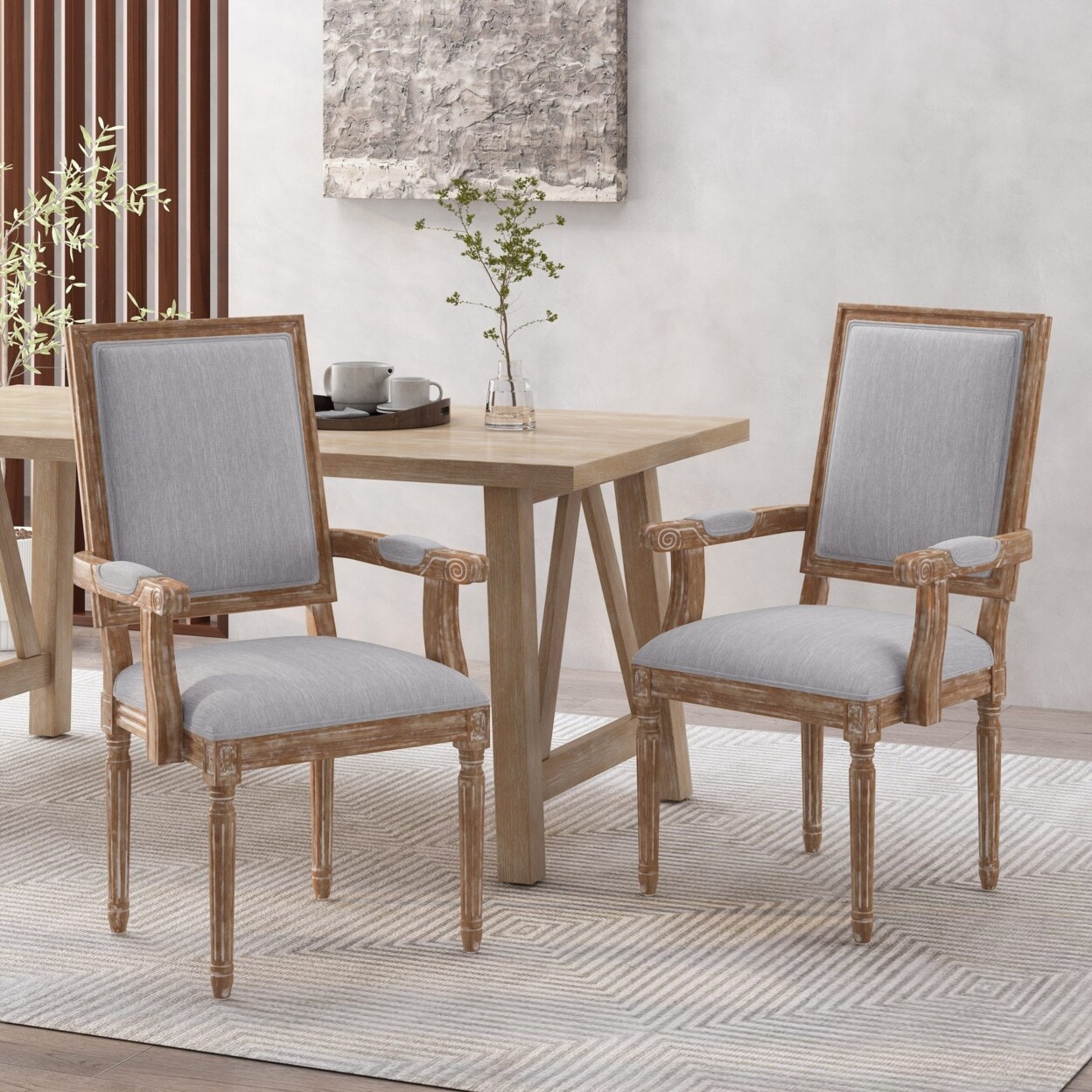 GDFStudio Zentner French Country Wood Upholstered Dining Chair