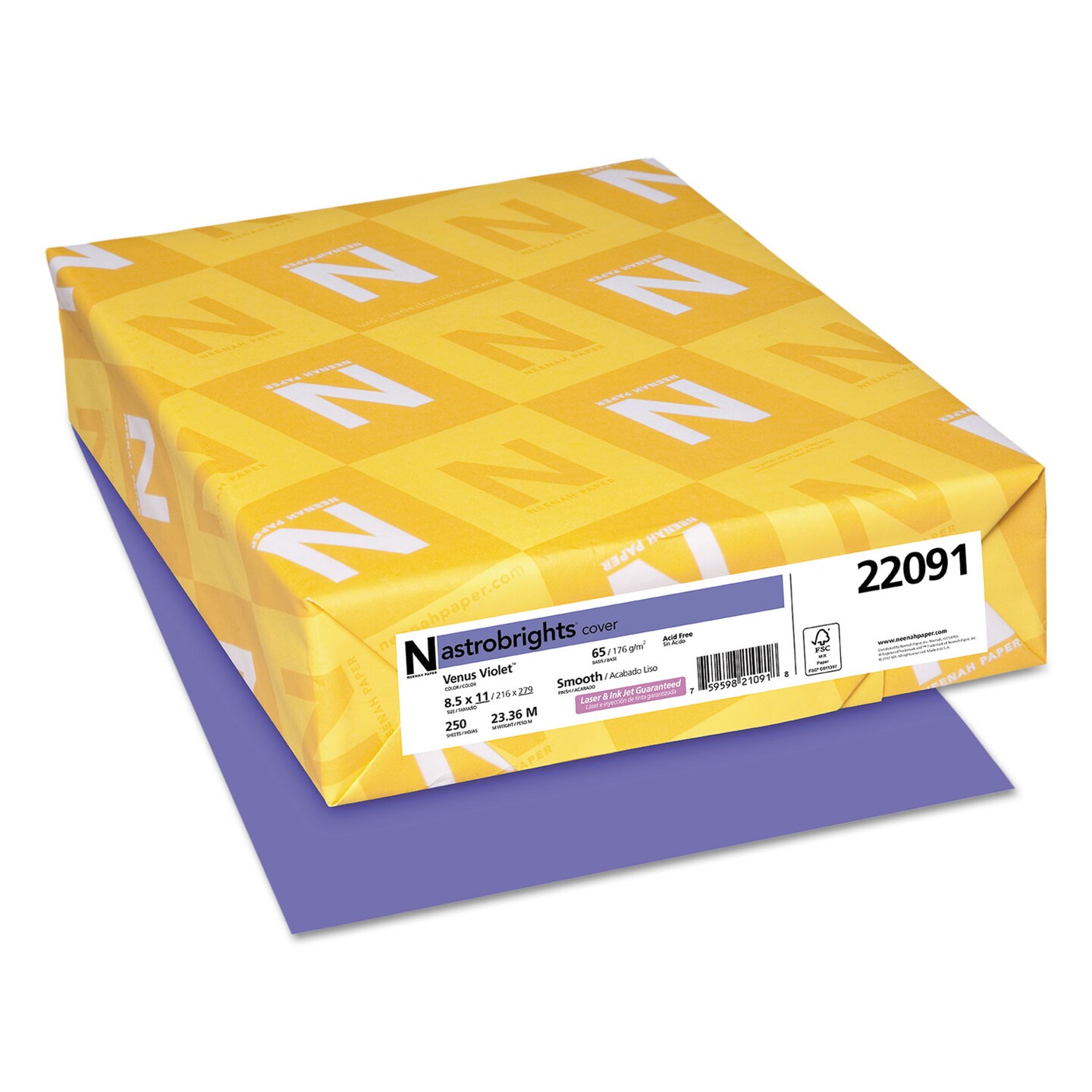 Astrobrights Color Cardstock, 65lb, 8.5 x 11, Venus Violet, 250/Pack