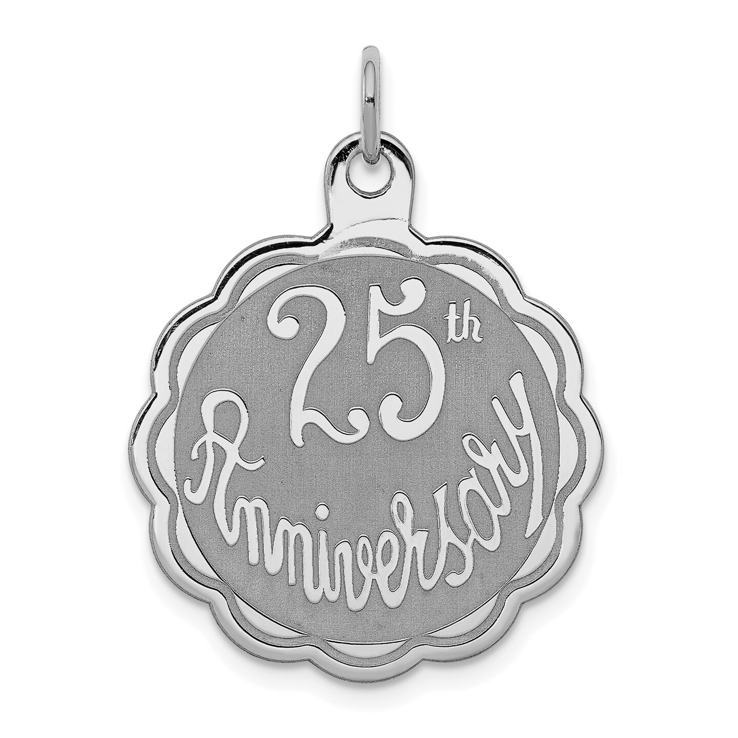 Sterling Silver 25th Anniversary Disc Charm Jewelry 30mm x 23mm