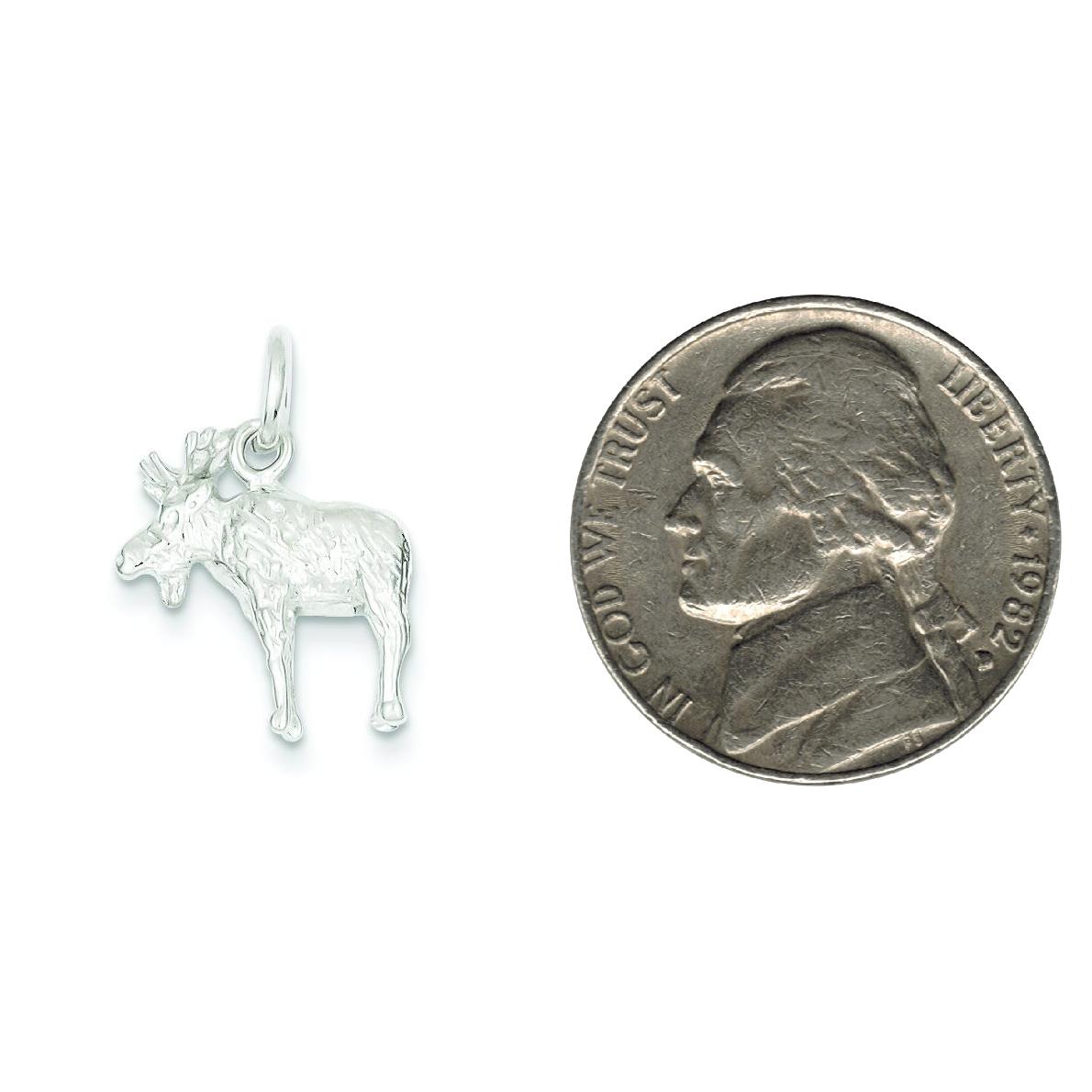 Sterling Silver Moose Charm Jewelry Animal Pendant 17mm x 16mm