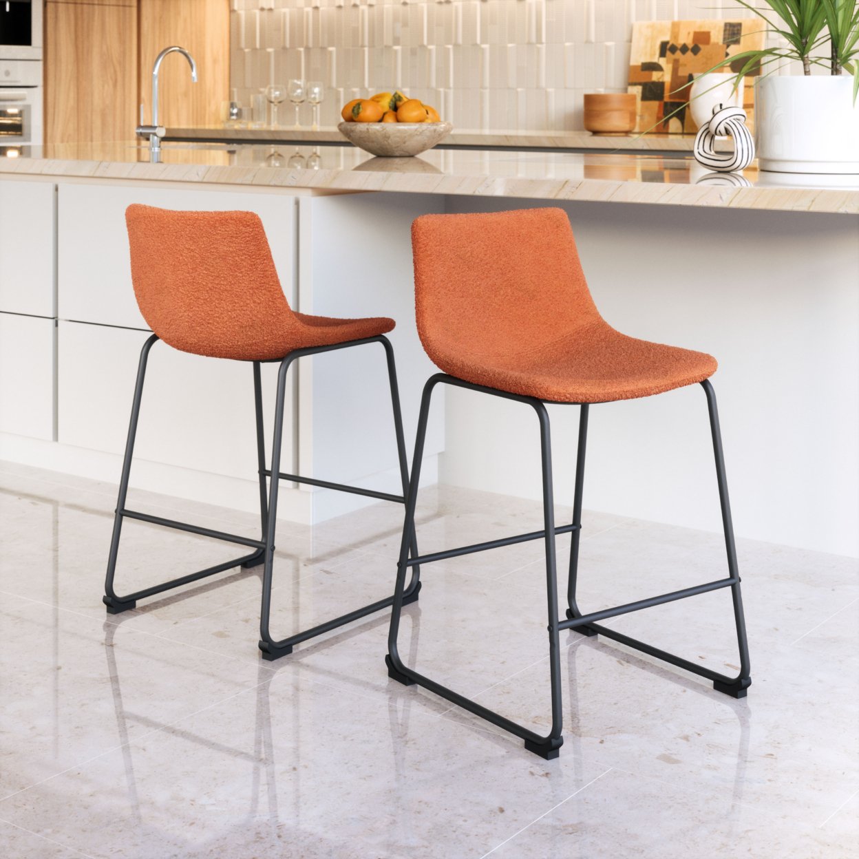 Zuo Modern Smart Counter Chair (Set of 2) Burnt Orange