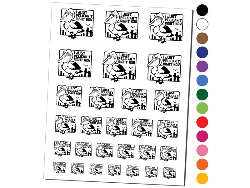 Grumpy Pelican I Just Can&#x27;t Right Now Temporary Tattoo Water Resistant Fake Body Art Set Collection