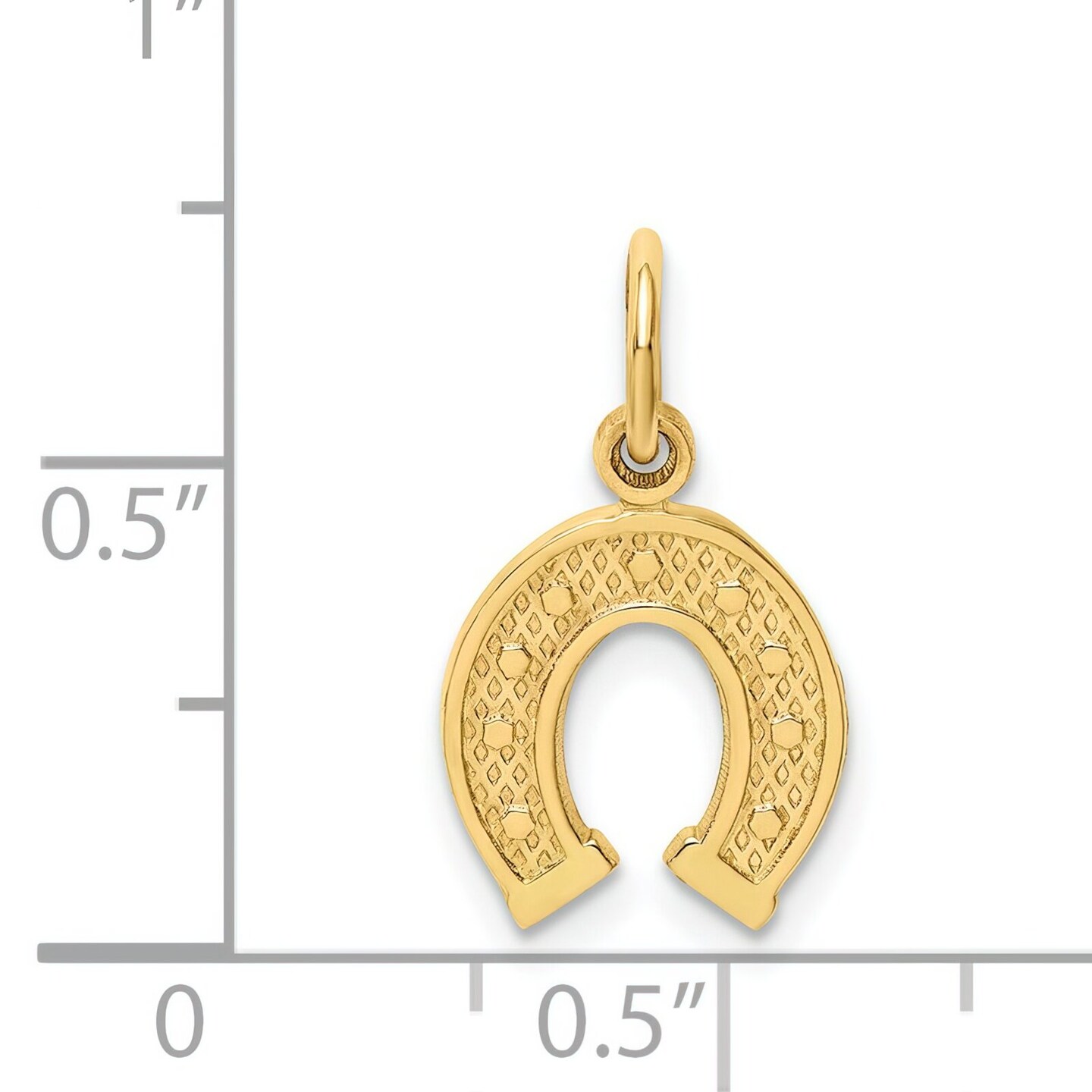 14K Yellow Gold Horseshoe Charm Good Luck Lucky Pendant Jewerly 20mm x 10mm